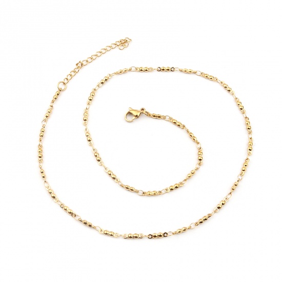 Immagine di 1 Piece Vacuum Plating 304 Stainless Steel Necklace For DIY Jewelry Making Peanut Gold Plated 45cm(17 6/8") long