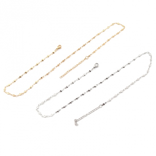 Immagine di 1 Piece Vacuum Plating 304 Stainless Steel Necklace For DIY Jewelry Making Heart Gold Plated 45cm(17 6/8") long