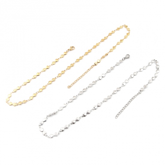 Immagine di 1 Piece Vacuum Plating 304 Stainless Steel Necklace For DIY Jewelry Making Heart Gold Plated 45cm(17 6/8") long