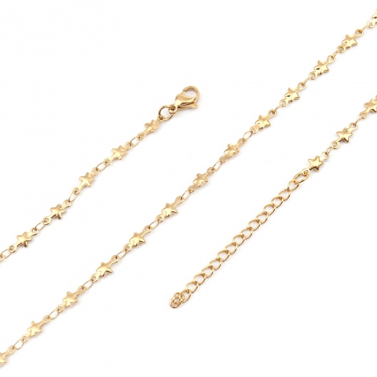 Picture of 304 Stainless Steel Galaxy Necklace Star Gold Plated 45cm(17 6/8") long, 1 Piece