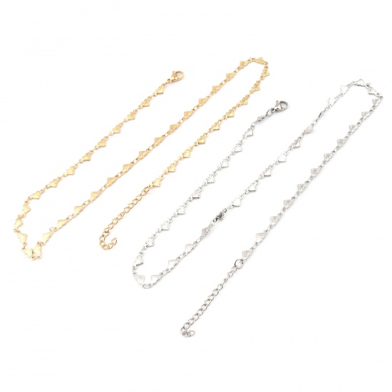 Immagine di 1 Piece Vacuum Plating 304 Stainless Steel Necklace For DIY Jewelry Making Heart Gold Plated 45cm(17 6/8") long