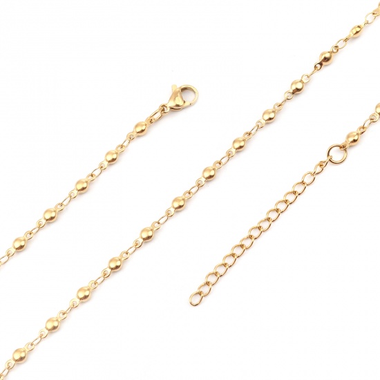 Image de 304 Stainless Steel Necklace Round Gold Plated 45cm(17 6/8") long, 1 Piece