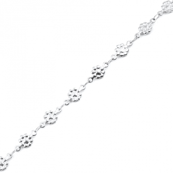 Изображение 304 Stainless Steel Anklet Silver Tone Flower Heart 1 Piece