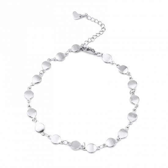 Picture of 304 Stainless Steel Anklet Silver Tone Round Heart 1 Piece
