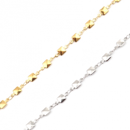 Image de Chaînes de Cheville en 304 Acier Inoxydable Argent Mat Carré Cœur 1 Pièce
