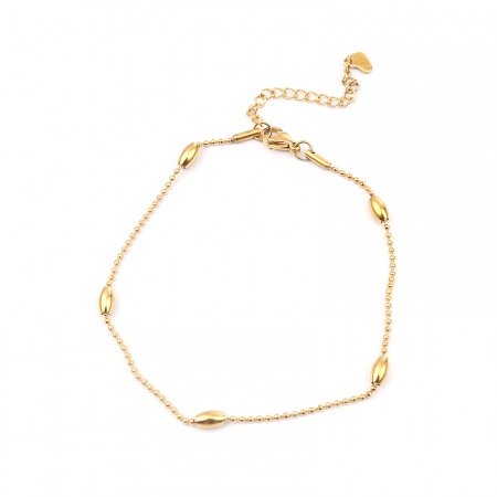 1 Piece Vacuum Plating 304 Stainless Steel Anklet Gold Plated Oval Heart