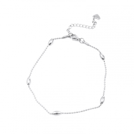 304 Stainless Steel Anklet Silver Tone Oval Heart 1 Piece