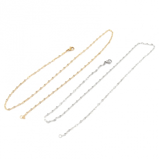 Immagine di 1 Piece Vacuum Plating 304 Stainless Steel Necklace For DIY Jewelry Making Oval Gold Plated 50cm(19 5/8") long