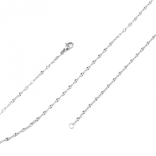 Immagine di 304 Stainless Steel Necklace Oval Silver Tone 50cm(19 5/8") long, 1 Piece