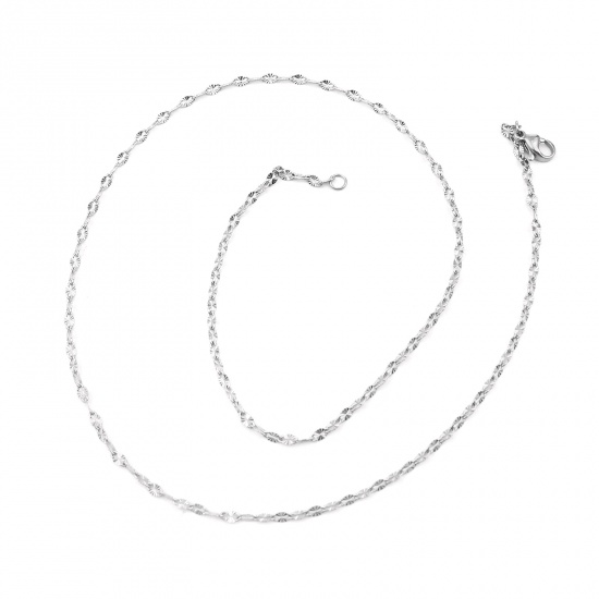 Immagine di 304 Stainless Steel Necklace Oval Silver Tone 50cm(19 5/8") long, 1 Piece