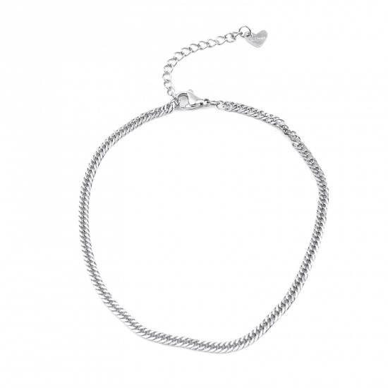 Изображение 304 Stainless Steel Anklet Silver Tone Heart 1 Piece