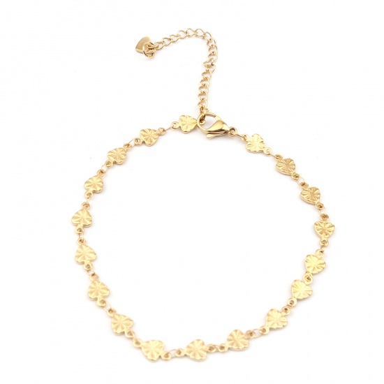 Imagen de 304 Stainless Steel Anklet Gold Plated Heart 1 Piece