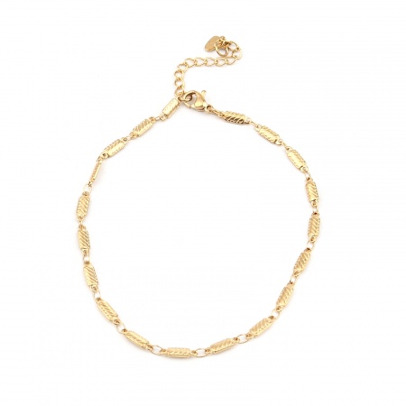 304 Stainless Steel Anklet Gold Plated Rectangle Heart 1 Piece