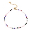 Picture of 1 Piece Vacuum Plating 304 Stainless Steel Anklet Gold Plated Multicolor Flat Round Heart