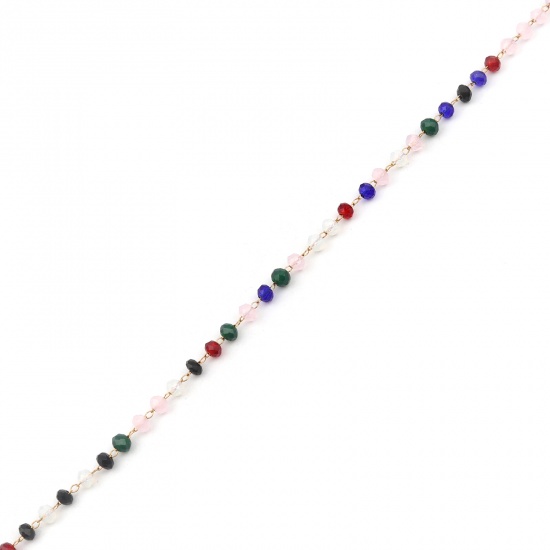 Picture of 1 Piece Vacuum Plating 304 Stainless Steel Anklet Gold Plated Multicolor Flat Round Heart