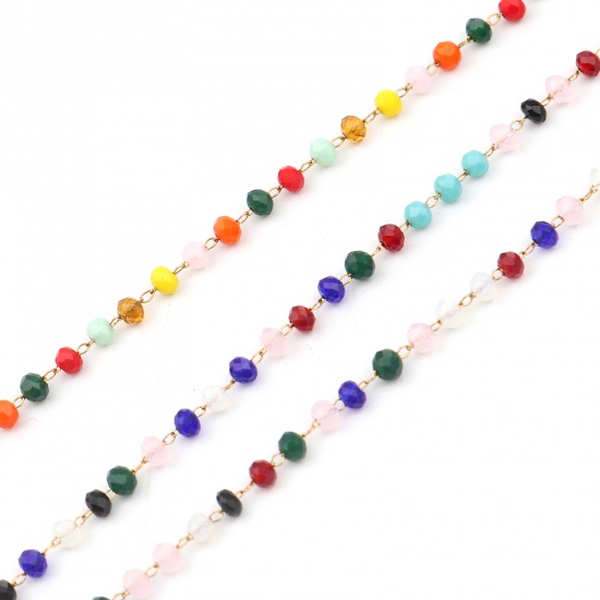 Picture of 1 Piece Vacuum Plating 304 Stainless Steel Anklet Gold Plated Multicolor Flat Round Heart
