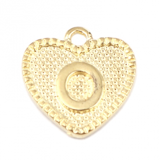 Immagine di Lega di Zinco San Valentino Charms Colore Oro 16K Cuore Lettera Maiuscola Lettere " O " 15mm x 15mm, 20 Pz