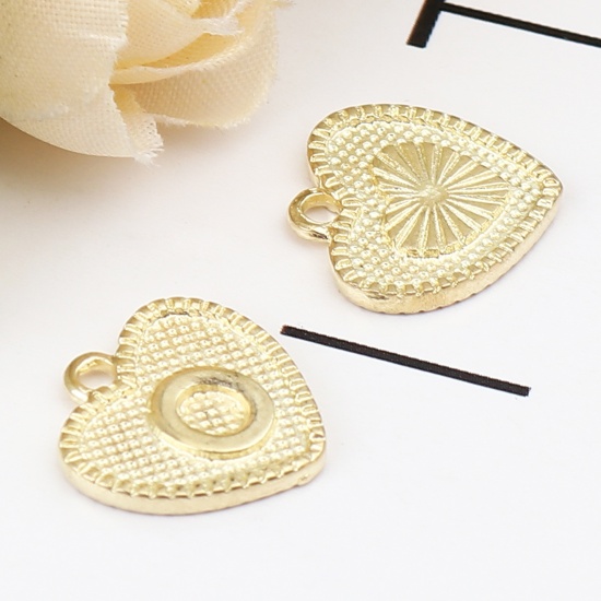 Immagine di Lega di Zinco San Valentino Charms Colore Oro 16K Cuore Lettera Maiuscola Lettere " O " 15mm x 15mm, 20 Pz