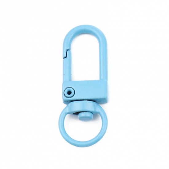 Picture of Iron Based Alloy Keychain & Keyring Light Blue Arched Enamel 34mm x 12mm, 10 PCs