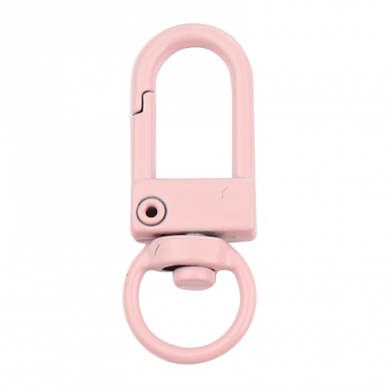 Picture of Iron Based Alloy Keychain & Keyring Light Pink Arched Enamel 34mm x 12mm, 10 PCs