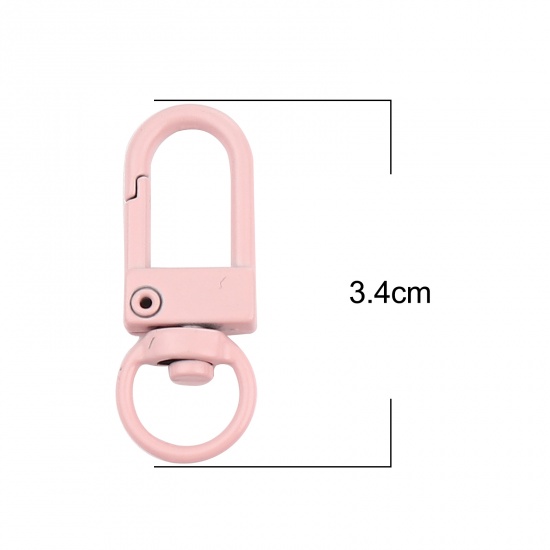 Immagine di Iron Based Alloy Keychain & Keyring Light Pink Arched Enamel 34mm x 12mm, 10 PCs