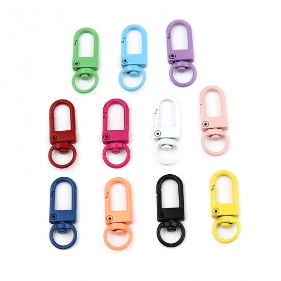 Immagine di Iron Based Alloy Keychain & Keyring Light Pink Arched Enamel 34mm x 12mm, 10 PCs
