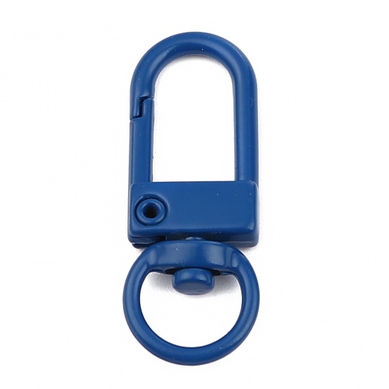 Immagine di Iron Based Alloy Keychain & Keyring Royal Blue Arched Enamel 34mm x 12mm, 10 PCs