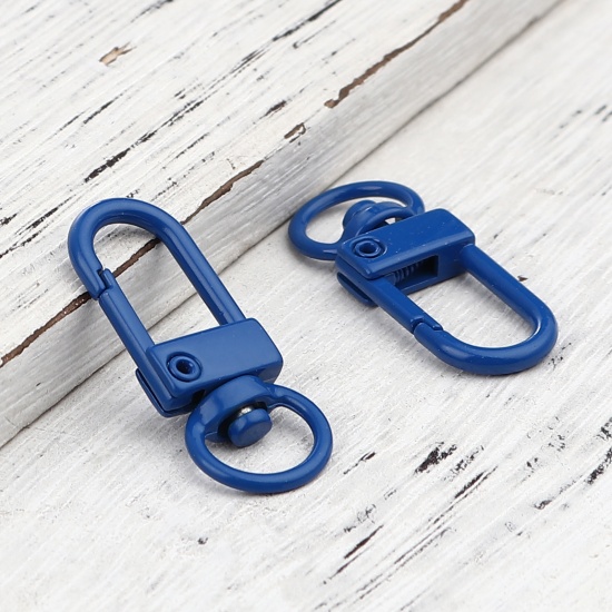 Picture of Iron Based Alloy Keychain & Keyring Royal Blue Arched Enamel 34mm x 12mm, 10 PCs