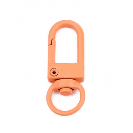 Immagine di Iron Based Alloy Keychain & Keyring Orange Arched Enamel 34mm x 12mm, 10 PCs