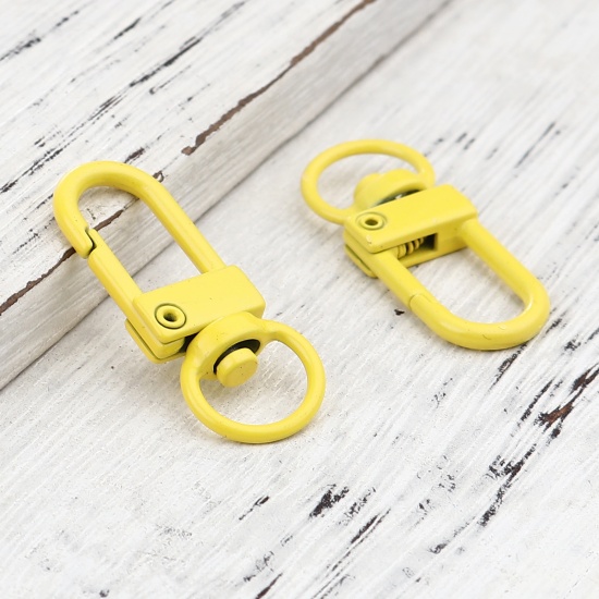 Immagine di Iron Based Alloy Keychain & Keyring Yellow Arched Enamel 34mm x 12mm, 10 PCs