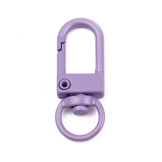 Picture of Iron Based Alloy Keychain & Keyring Purple Arched Enamel 34mm x 12mm, 10 PCs