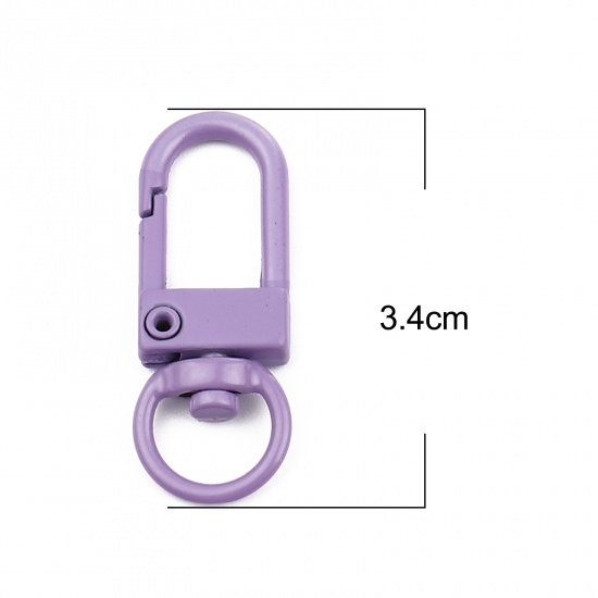 Immagine di Iron Based Alloy Keychain & Keyring Purple Arched Enamel 34mm x 12mm, 10 PCs