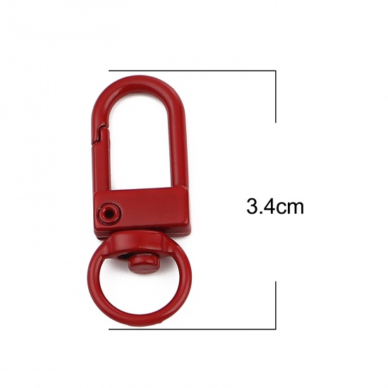 Picture of Iron Based Alloy Keychain & Keyring Dark Red Arched Enamel 34mm x 12mm, 10 PCs