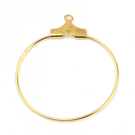 Immagine di Iron Based Alloy Hoop Earrings Findings Circle Ring Gold Plated 30mm x 26mm, Post/ Wire Size: (21 gauge), 50 PCs
