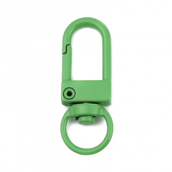Immagine di Iron Based Alloy Keychain & Keyring Green Arched Enamel 34mm x 12mm, 10 PCs
