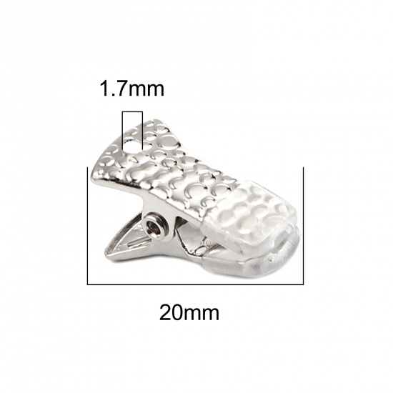 Immagine di Silicone Clips Used to Clamp the Mouth Mask Silver Tone Carved Pattern 20mm x 10mm, 10 PCs