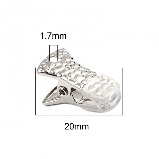 Picture of Silicone Clips Used to Clamp the Mouth Mask Silver Tone Carved Pattern 20mm x 10mm, 10 PCs