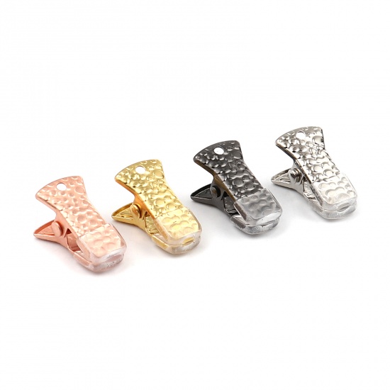 Immagine di Silicone Clips Used to Clamp the Mouth Mask Silver Tone Carved Pattern 20mm x 10mm, 10 PCs