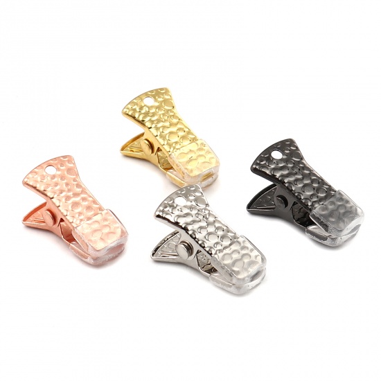 Immagine di Silicone Clips Used to Clamp the Mouth Mask Silver Tone Carved Pattern 20mm x 10mm, 10 PCs