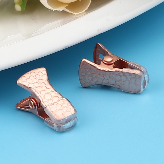 Immagine di Silicone Clips Used to Clamp the Mouth Mask Rose Gold Carved Pattern 20mm x 10mm, 10 PCs