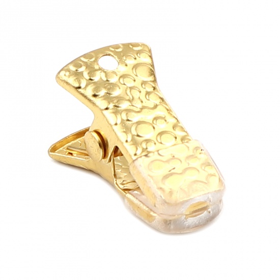 Immagine di Silicone Clips Used to Clamp the Mouth Mask Gold Plated Carved Pattern 20mm x 10mm, 10 PCs