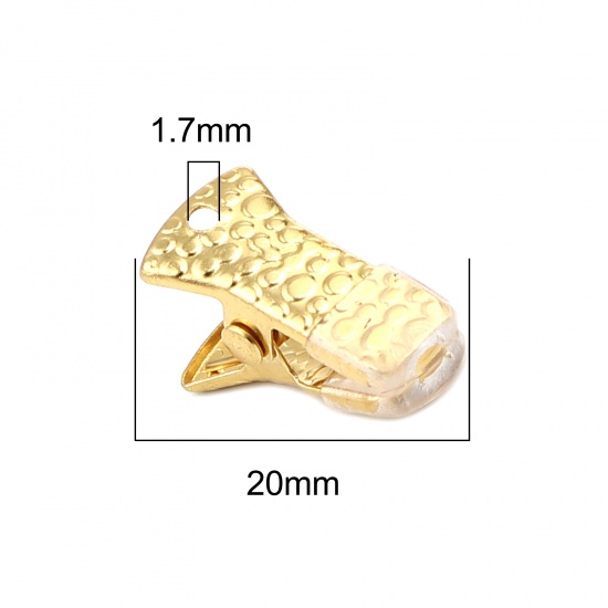 Immagine di Silicone Clips Used to Clamp the Mouth Mask Gold Plated Carved Pattern 20mm x 10mm, 10 PCs