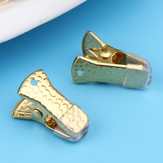 Immagine di Silicone Clips Used to Clamp the Mouth Mask Gold Plated Carved Pattern 20mm x 10mm, 10 PCs