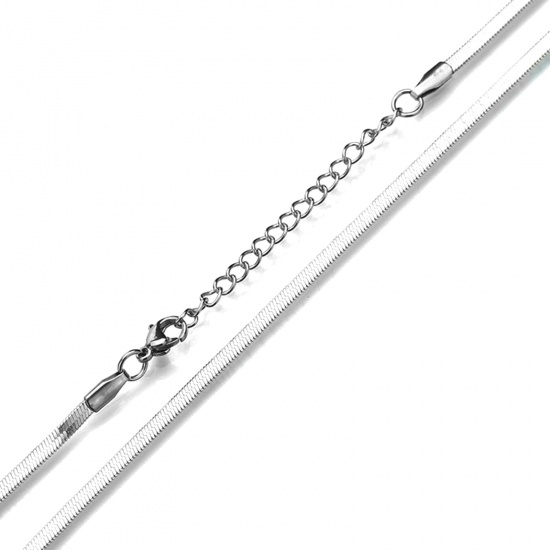 Изображение Stainless Steel Necklace Razor Blade Silver Tone 40cm(15 6/8") long, Chain Size: 3mm, 1 Piece