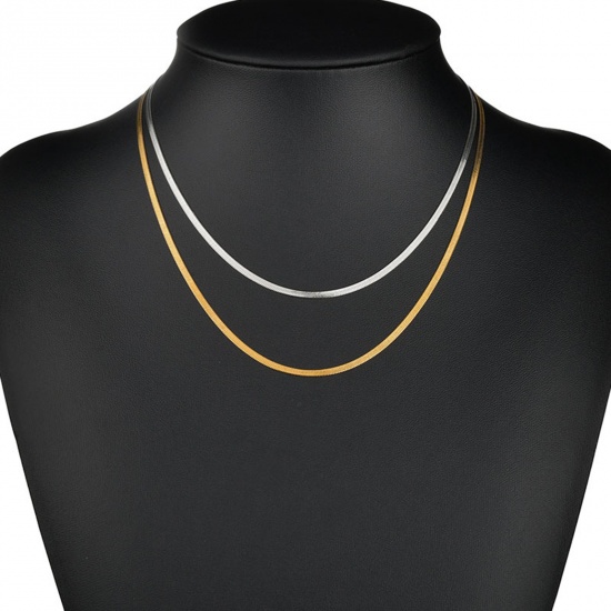 Изображение Stainless Steel Necklace Razor Blade Gold Plated 40cm(15 6/8") long, Chain Size: 3mm, 1 Piece