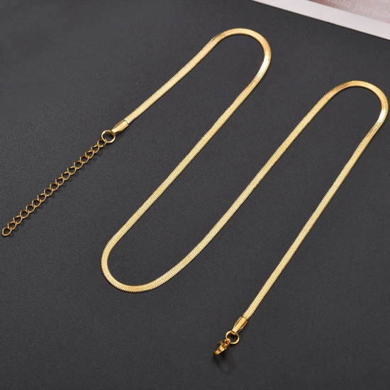 Изображение Stainless Steel Necklace Razor Blade Gold Plated 45cm(17 6/8") long, Chain Size: 3mm, 1 Piece