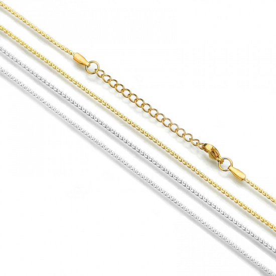 Image de Stainless Steel Necklace S-shape Gold Plated 40cm(15 6/8") long, Chain Size: 1.5mm, 1 Piece