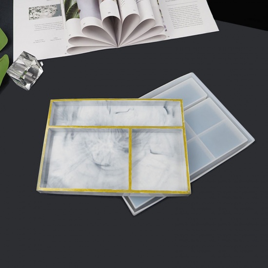 Picture of Silicone Resin Mold For Jewelry Making Rectangle Storage Box White 24cm x 17cm, 1 Piece