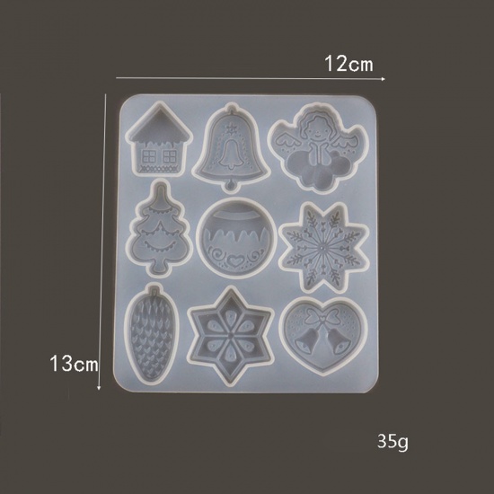Image de Moule en Silicone Pin de Noël Flocon de Neige Blanc 13cm x 12cm, 1 Pièce