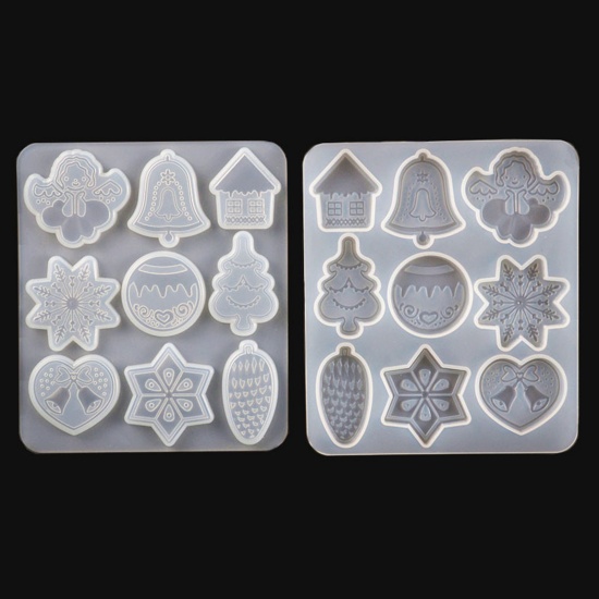 Immagine di Silicone Resin Mold For Jewelry Making Christmas Tree Snowflake White 13cm x 12cm, 1 Piece